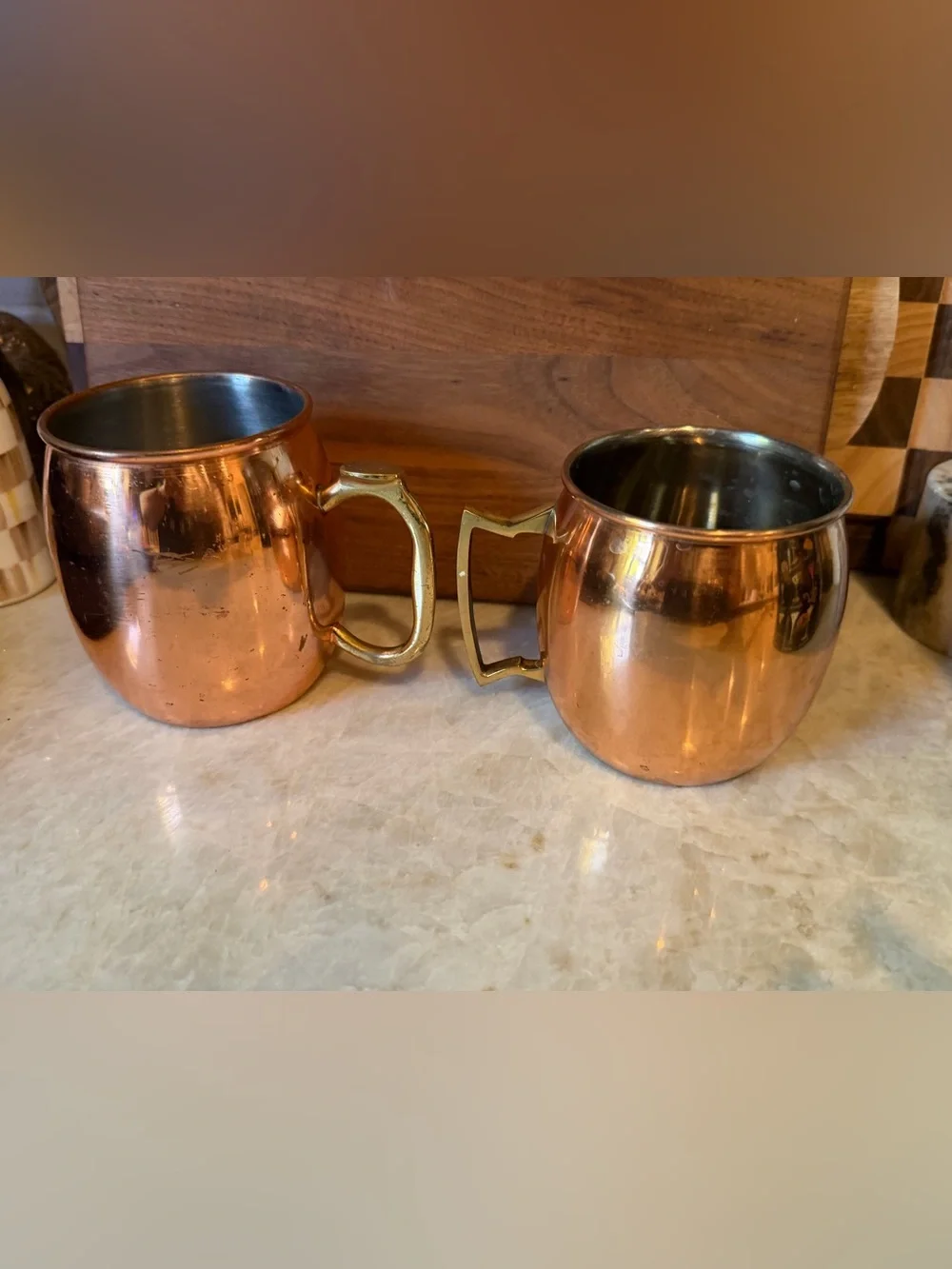 Set of two copper mule mugs